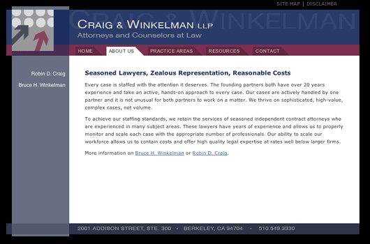 Craig Winkelman Attorneys web page