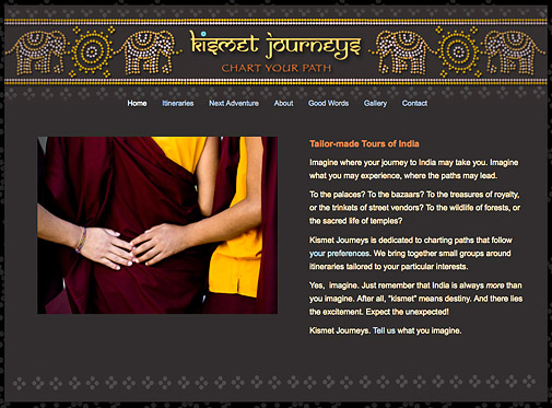 Kismet Journeys web page